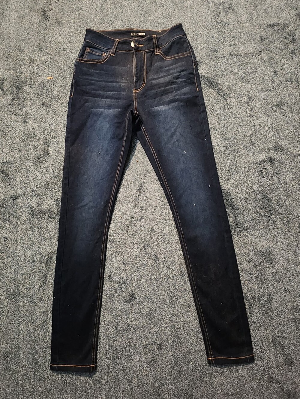 Fashion Nova Dark Indigo Skinny Jeans with Contrast Stitching